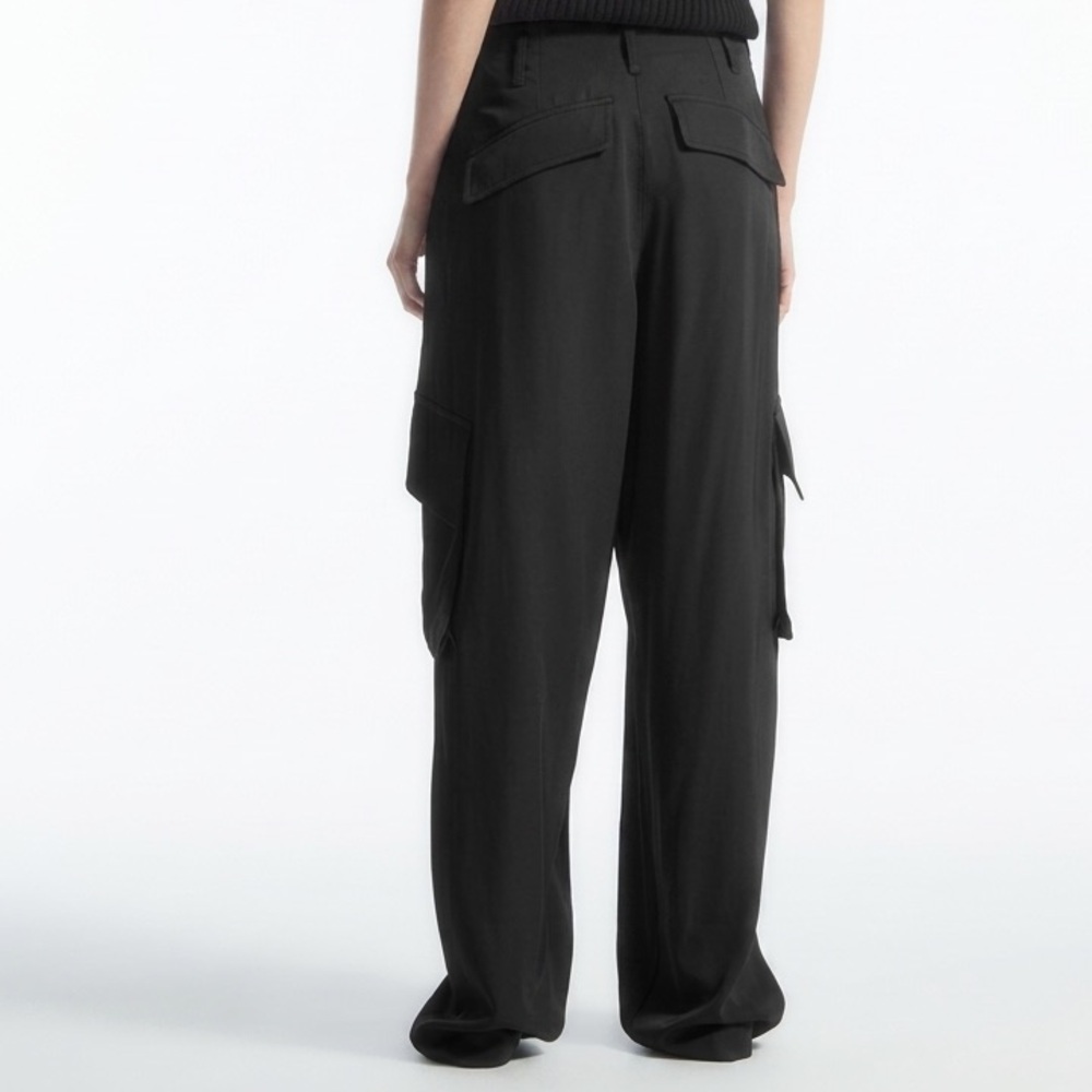 COS - NWT Paperbag Utility Trousers Black Wide-Leg Cargo Trousers 4 Small - Picture 4 of 7